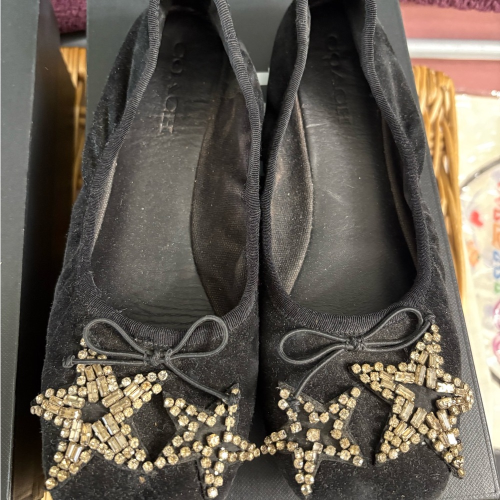 Coach Black Star Embellished Flats